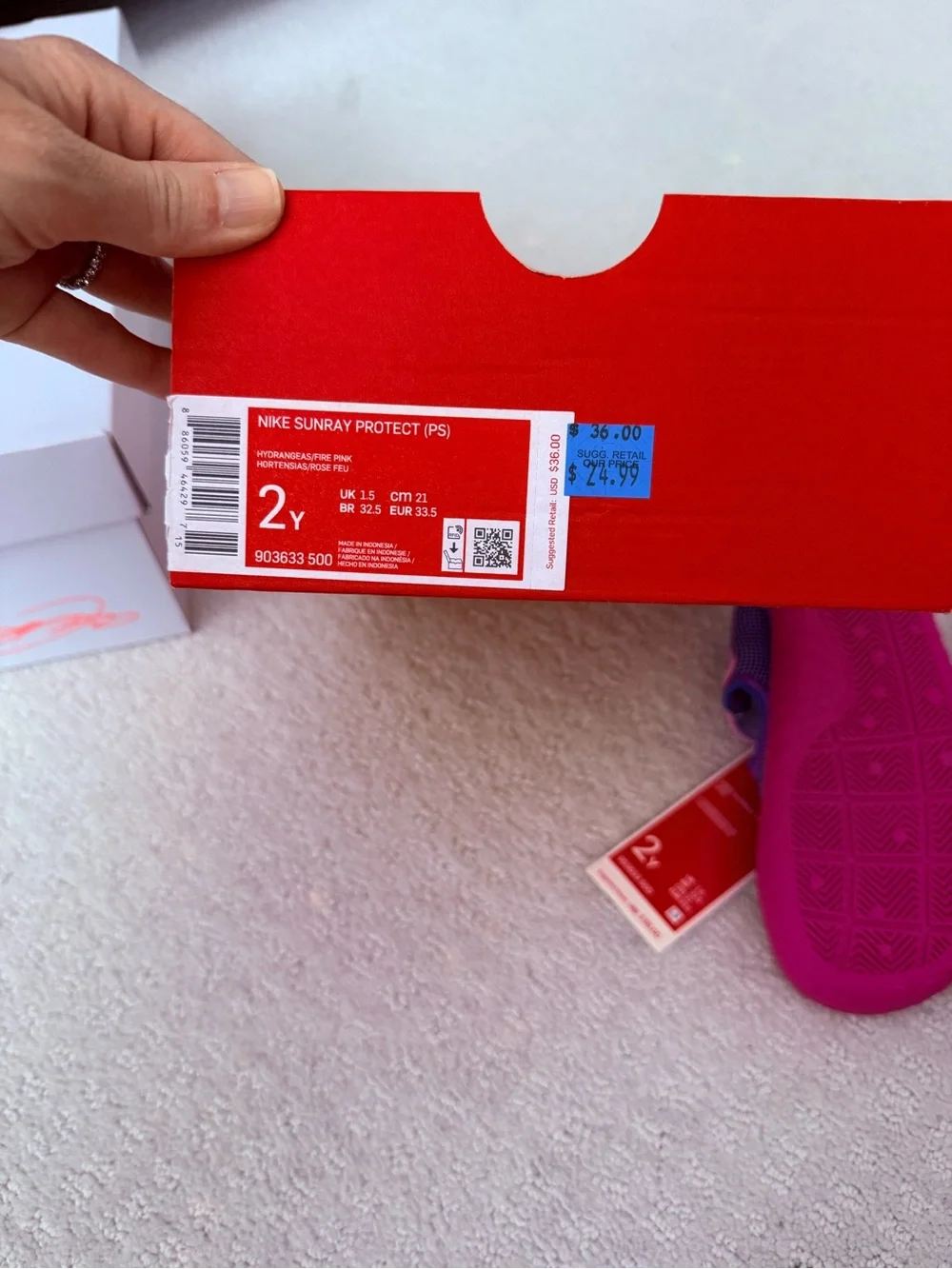 Nike Kids Pink & Purple Water-Friendly Hook-and-Loop Sandals